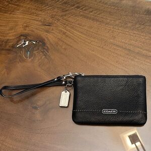 Coach Black Leather Wristlet with Tag